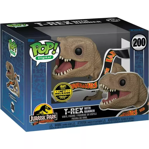 T-Rex with Banner #200 Funko POP! Vinyl Figure Jurassic Park 30th Anniversary Box