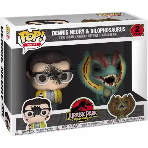 Dennis Nedry 2 Pack Funko POP! Vinyl Figure Jurassic Park 25th Anniversary Box