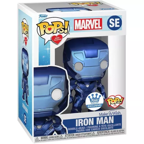 Iron Man Blue With Purpose Metallic  Special Edition Funko POP! Vinyl Figure Marvel Make a Wish Box