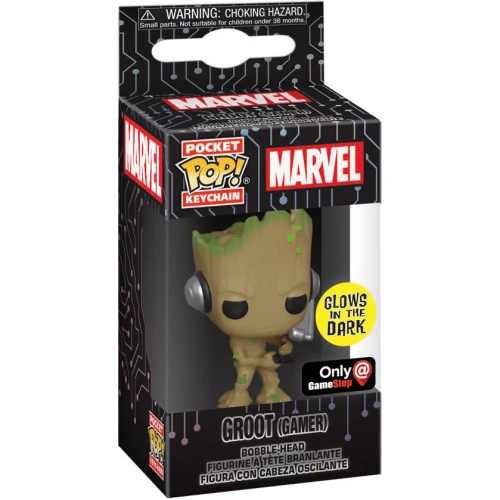 Funko Pop! Groot (Gamer) Pocket Pop! Keychain Glows in the Dark Box