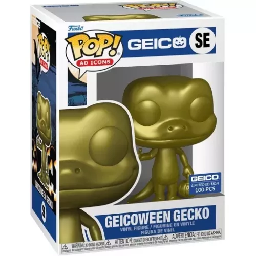Funko Pop! Geicoween Gecko SE Gold Ad Icons Vinyl Figure Box