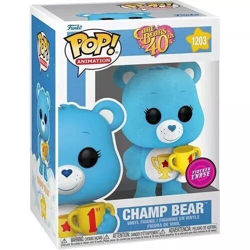 Funko Pop! Champ Bear #1203 Chase Flocked Care Bears 40th Anniversary Box