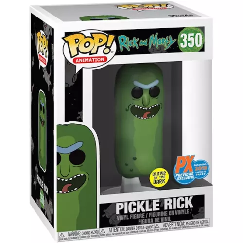 Funko Pop! Pickle Rick #350 No Limbs Glows in the Dark Box