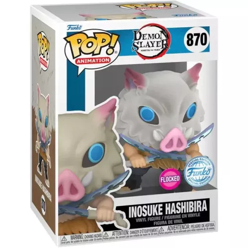 Funko Pop! Inosuke Hashibira #870 Flocked Demon Slayer Kimetsu no Yaiba Box