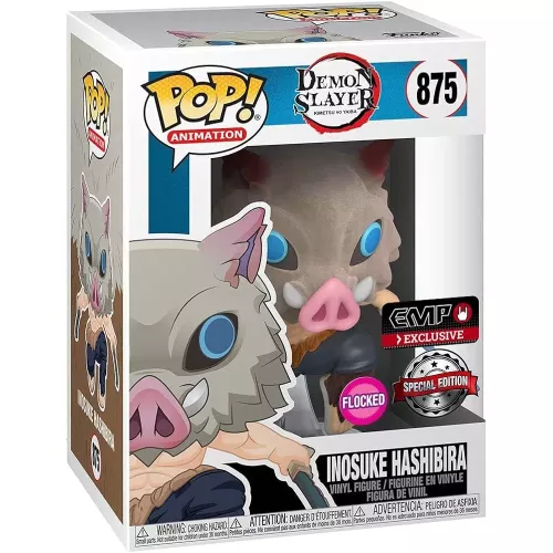 Funko Pop! Inosuke Hashibira #875 Flocked Demon Slayer Kimetsu no Yaiba Box