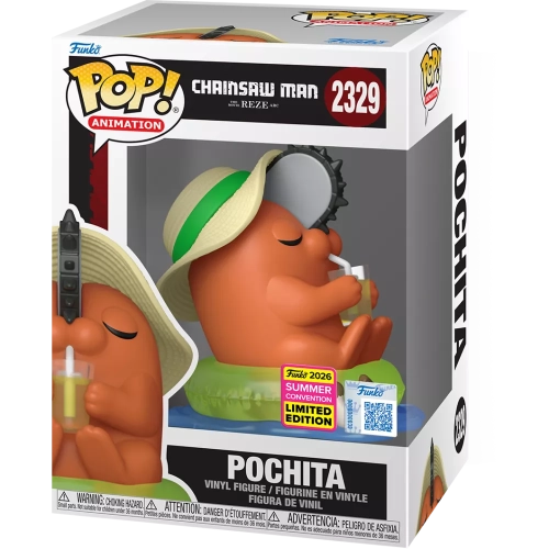 Funko Pop! Pochita #2329 with Sunhat Chainsaw Man The Movie Reze Arc Box
