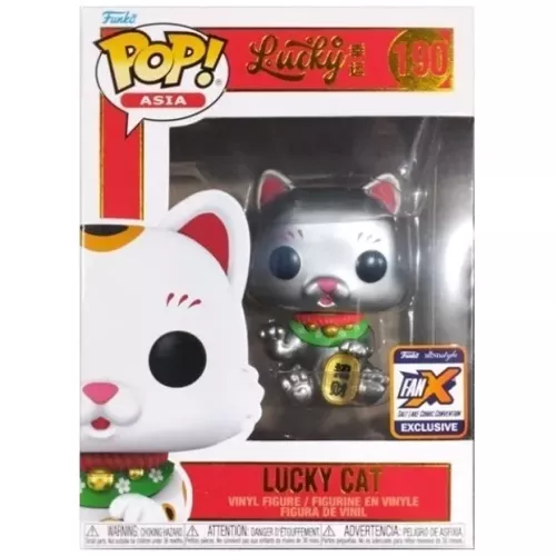 Funko Pop! Lucky Cat #190 Silver Metallic Asia Vinyl Figure Box