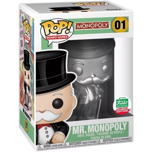Funko Pop! Mr. Monopoly #01 Silver Board Games Vinyl Figure Box