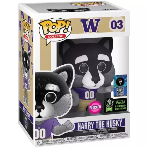 Funko Pop! Harry the Husky #03 Flocked Washington Huskies Box