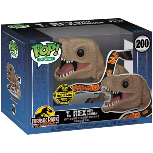 Funko Pop! T-Rex with Banner #200 Jurassic Park 30th Anniversary Box