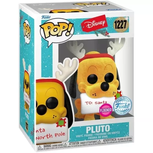 Funko Pop! Pluto #1227 Reindeer Flocked Disney Vinyl Figure Box