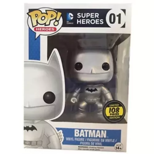 Funko Pop! Batman #01 Metallic Silver DC Comics Super Heroes Box