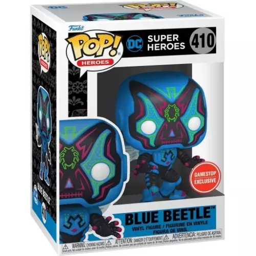 Funko Pop! Blue Beetle #410 Dia De Los DC Glows in the Dark Box