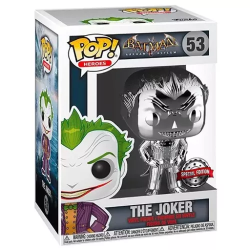 Funko Pop! The Joker #53 Silver Chrome Batman Arkham Asylum Box