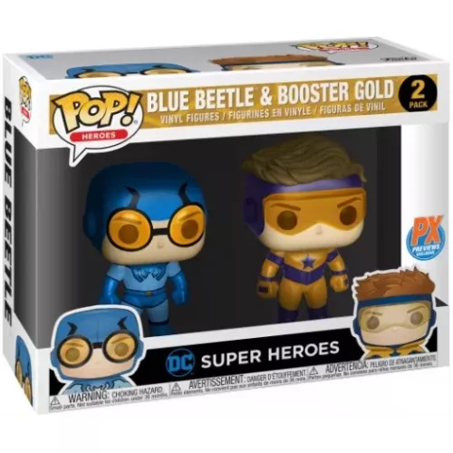 Funko Pop! Booster Gold 2 Pack Metallic DC Super Heroes Box