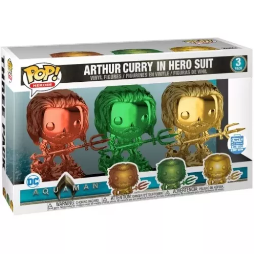 Funko Pop! Aquaman 3 Pack Gold Chrome Heroes Vinyl Figure Box