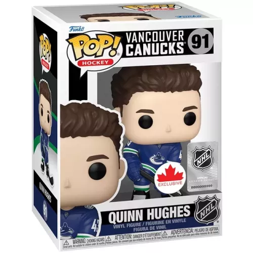 Funko Pop! Quinn Hughes #91 Home Jersey Vancouver Canucks Box