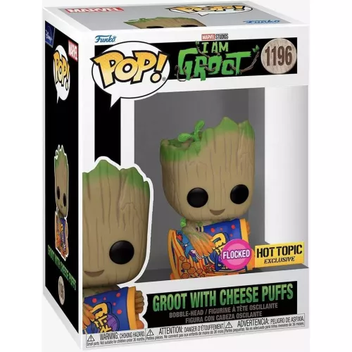 Funko Pop! Groot with Cheese Puffs #1196 Flocked Marvel Studios I Am Groot Box