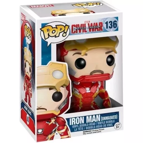 Funko Pop! Iron Man [Unmasked] #136 Marvel Captain America Civil War Box