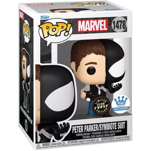 Funko Pop! Peter Parker/Symbiote Suit #1478 Chase Glows in the Dark Box