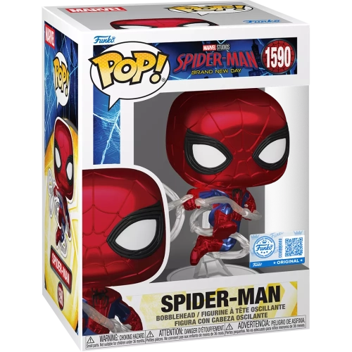 Funko Pop! Spider-Man #1590 Metallic Marvel Studios Spider-Man Brand New Day Box