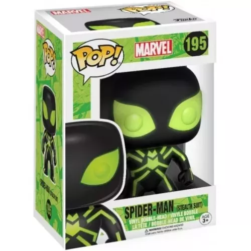 Funko Pop! Spider-Man (Stealth Suit) #195 Glows in the Dark Box