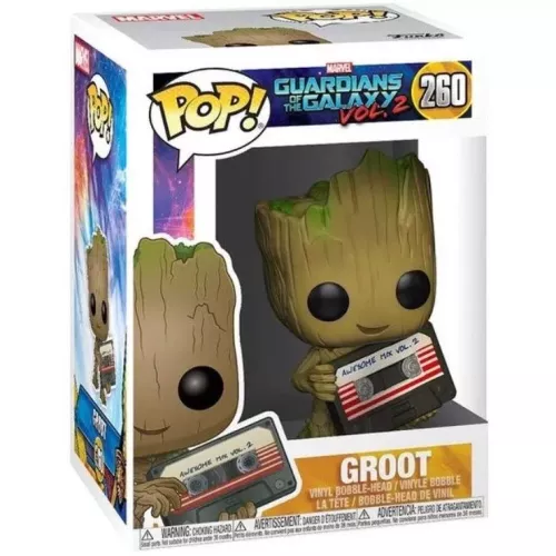 Funko Pop! Groot #260 with Cassette Marvel Guardians of the Galaxy Vol. 2 Box