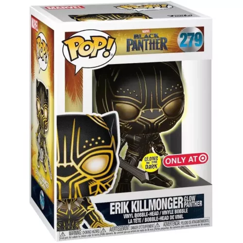 Funko Pop! Erik Killmonger Glow Panther #279 Glows in the Dark Box
