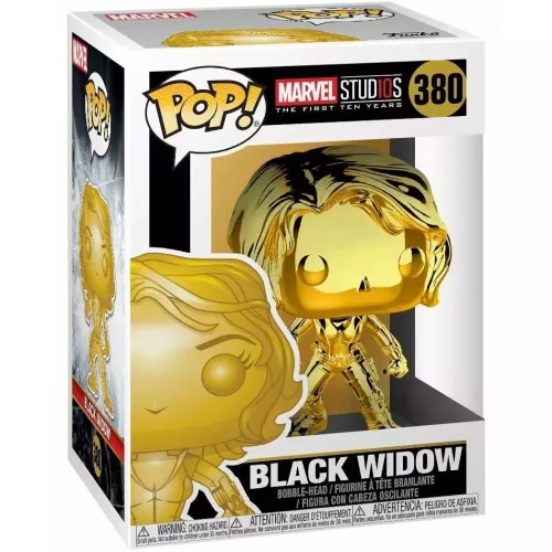 Funko Pop! Black Widow #380 Gold Chrome Marvel Stud10s The First Ten Years Box