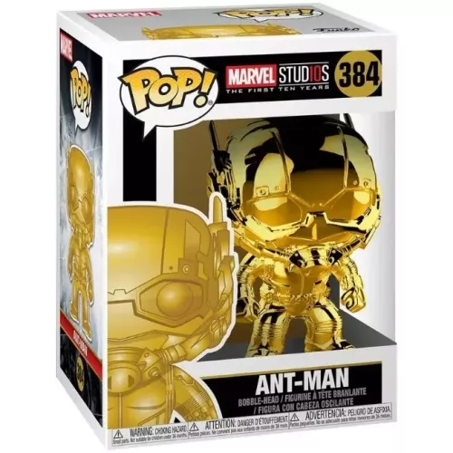 Funko Pop! Ant-Man #384 Gold Chrome Marvel Stud10s The First Ten Years Box