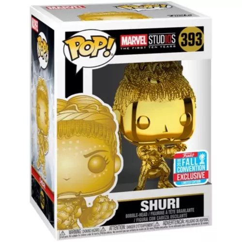 Funko Pop! Shuri #393 Gold Chrome Marvel Stud10s The First Ten Years Box