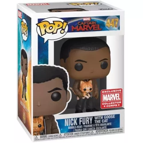 Funko Pop! Nick Fury with Goose the Cat #447 Marvel Captain Marvel Box