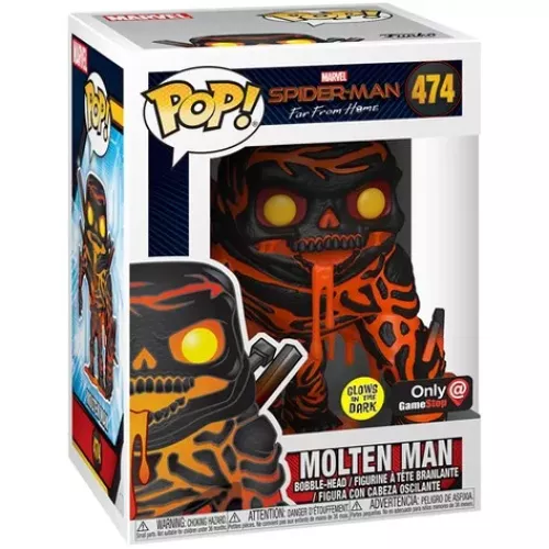 Funko Pop! Molten Man #474 Glows in the Dark Marvel Spider-Man Far From Home Box