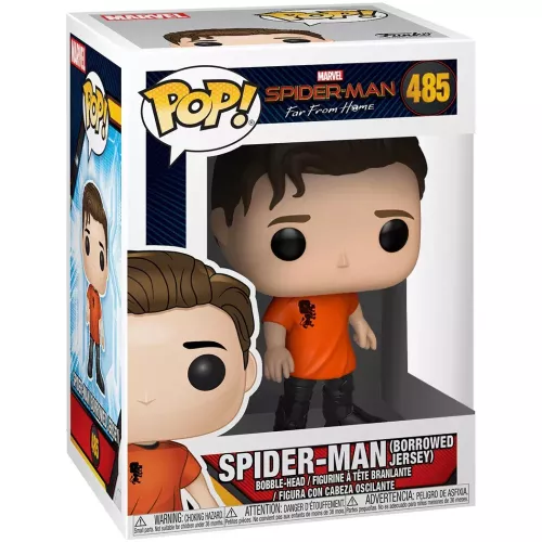 Funko Pop! Spider-Man (Borrowed Jersey) #485 Marvel Spider-Man Far From Home Box
