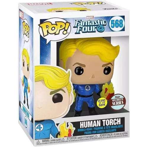Funko Pop! Human Torch #568 Glows in the Dark Marvel Fantastic Four Box
