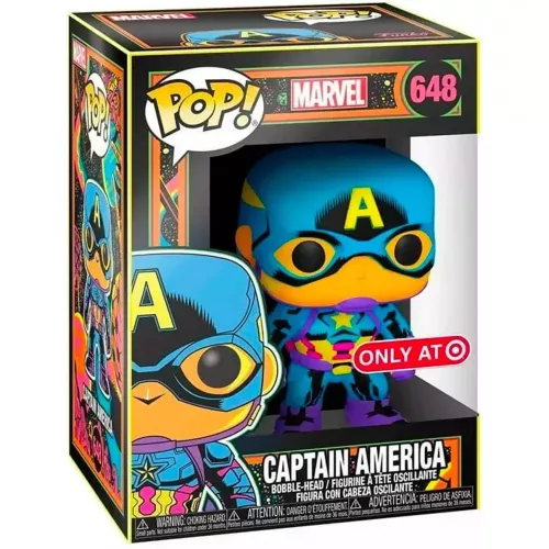 Funko Pop! Captain America #648 Blacklight Marvel Vinyl Figure Box