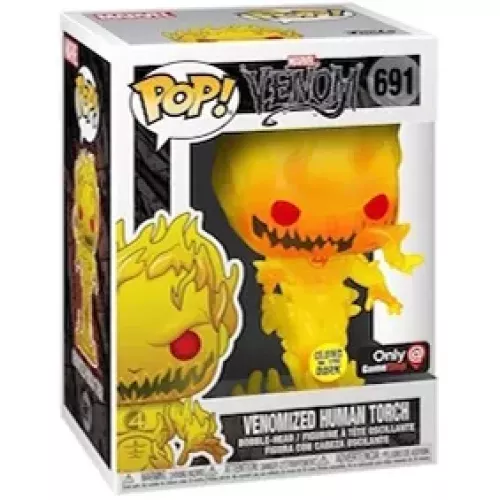 Funko Pop! Venomized Human Torch #691 Chase Glows in the Dark Box