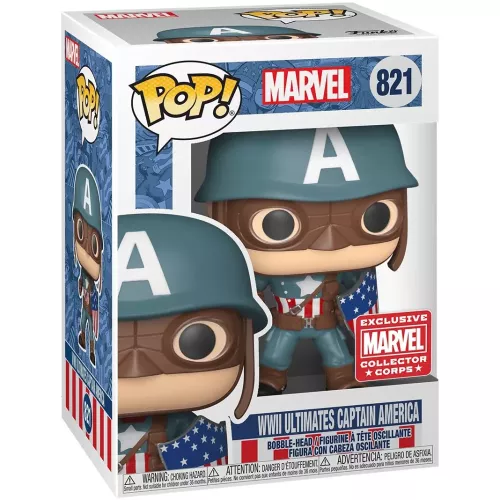 Funko Pop! WWII Ultimates Captain America #821 Marvel Box