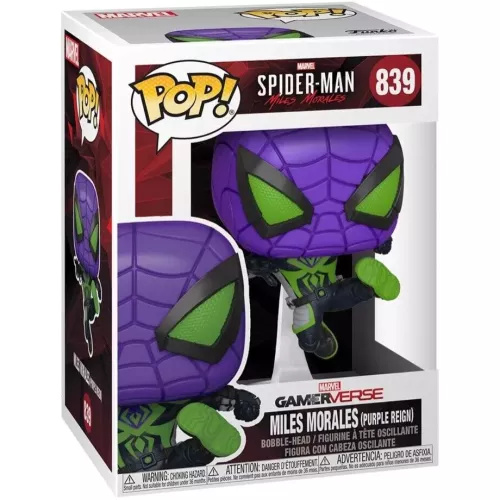 Funko Pop! Miles Morales (Purple Reign) #839 Marvel Spider-Man Miles Morales Box