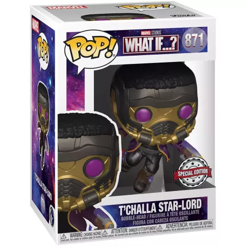 Funko Pop! T'Challa Star-Lord #871 Metallic Marvel Studios What If...? Box