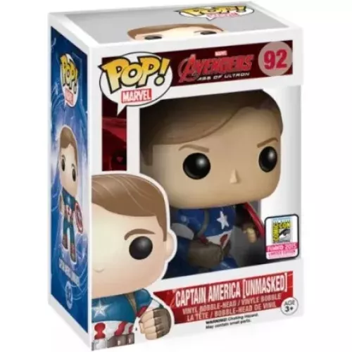 Funko Pop! Captain America [Unmasked] #92 Marvel Avengers Age of Ultron Box