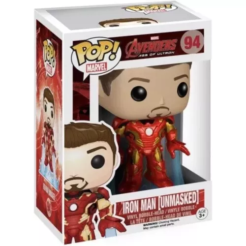 Funko Pop! Iron Man [Unmasked] #94 Marvel Avengers Age of Ultron Box