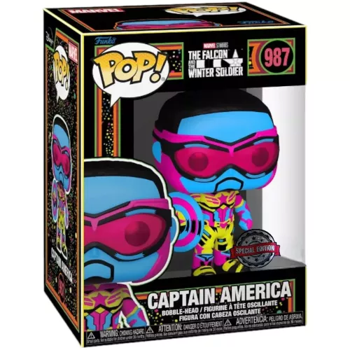 Funko Pop! Captain America #987 Blacklight Marvel Studios The Falcon and the Winter Soldier Box