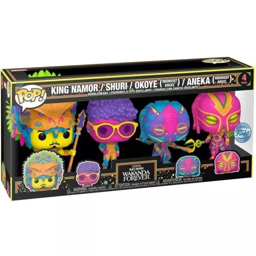 Funko Pop! Shuri 4 Pack Blacklight Marvel Studios Black Panther Wakanda Forever Box