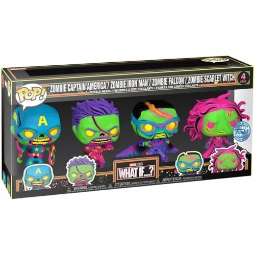 Funko Pop! Zombie Scarlet Witch 4 Pack Blacklight Marvel Studios What If...? Box