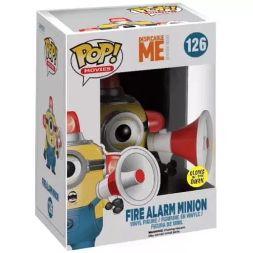 Funko Pop! Fire Alarm Minion #126 Glows in the Dark Box