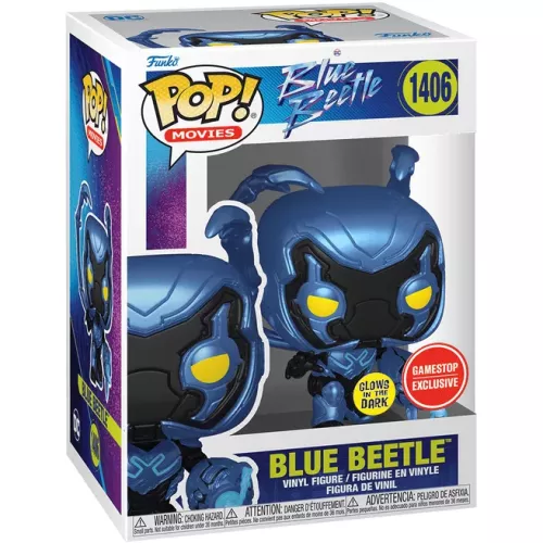 Funko Pop! Blue Beetle #1406 with Blaster Glows in the Dark Box