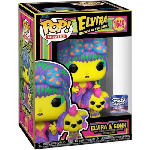Funko Pop! Elvira & Gonk #1649 Blacklight Elvira Mistress of the Dark Box