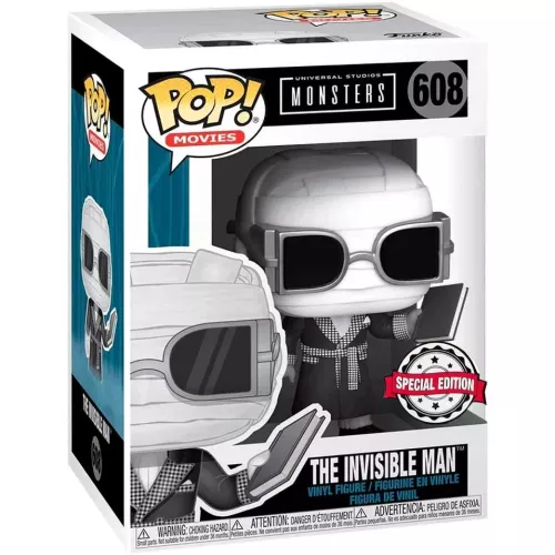 Funko Pop! The Invisible Man #608 Black and White Universal Studios Monsters Box