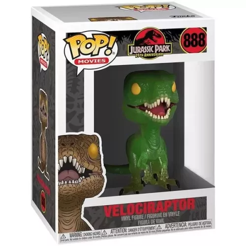 Funko Pop! Velociraptor #888 Green Jurassic Park 25th Anniversary Box